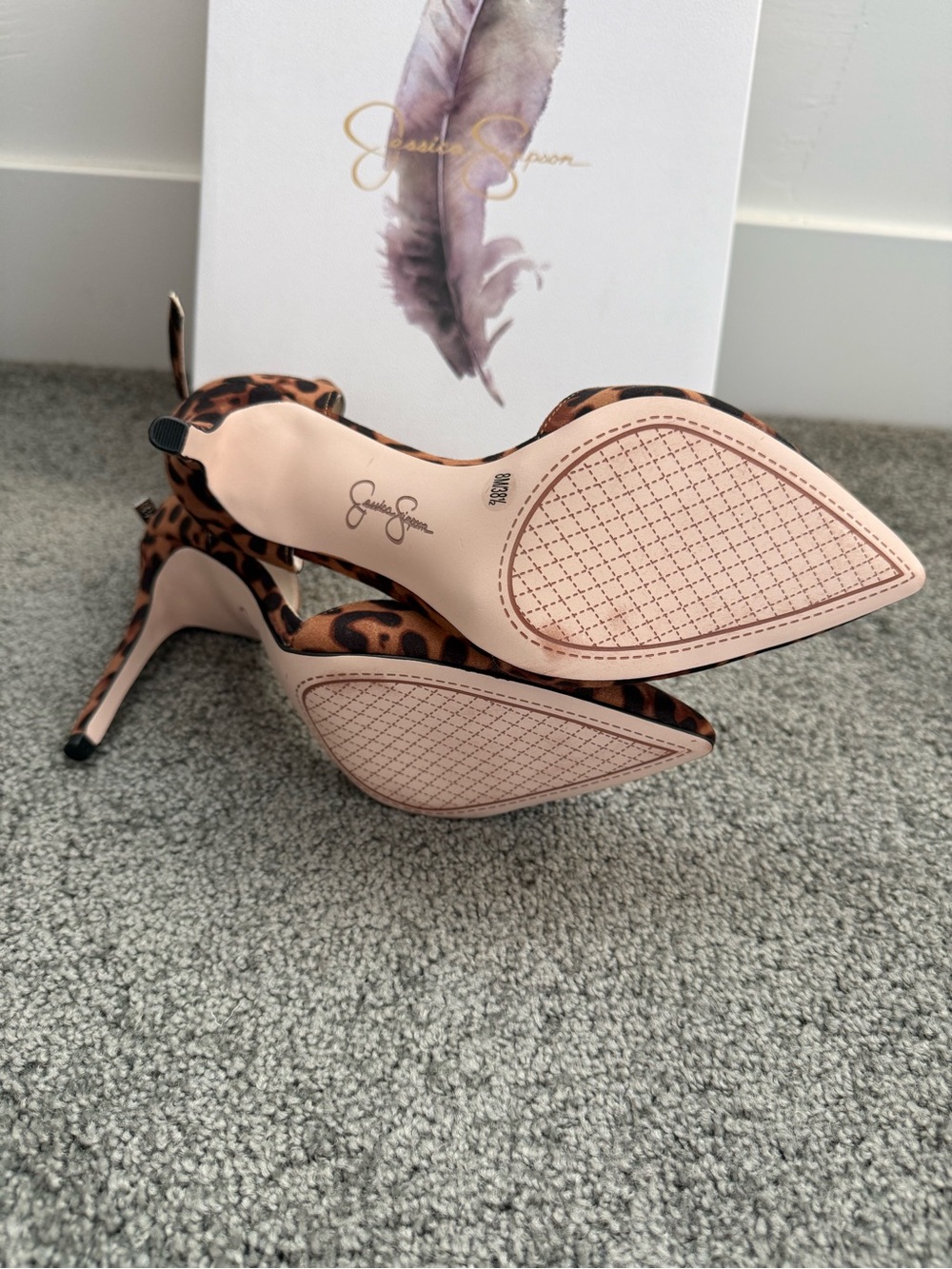 Jessica Simpson Leopard Ankle-Strap Pointed Toe Pumps - Brown/Black - Picture 2 of 6